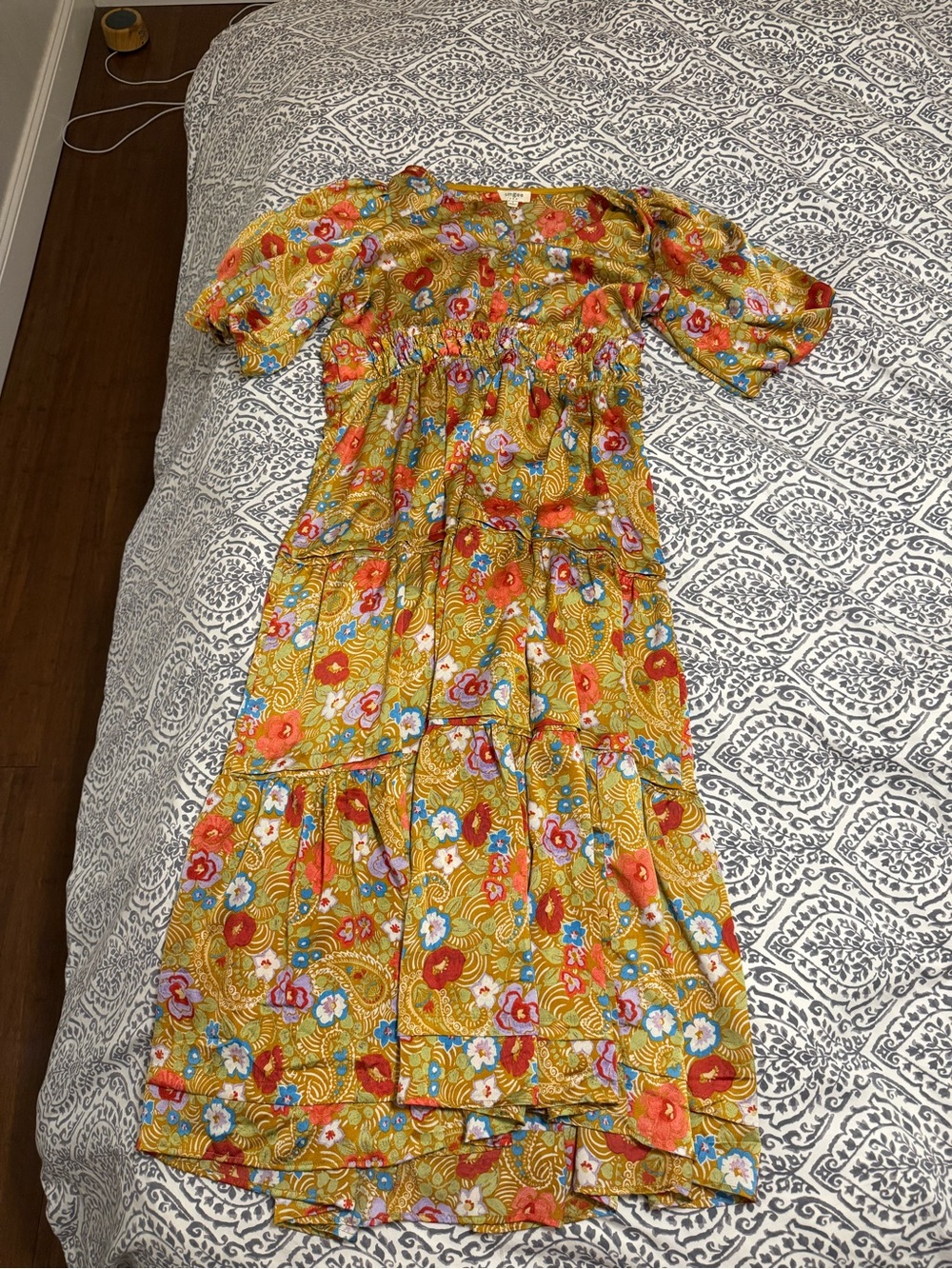 Source Unknown Mustard Floral Maxi Dress